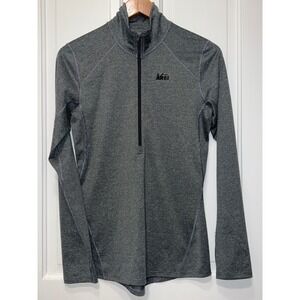 REI Co-op Womens Small Grey Striped Quarter Zip Long Sleeve Base Layer Top